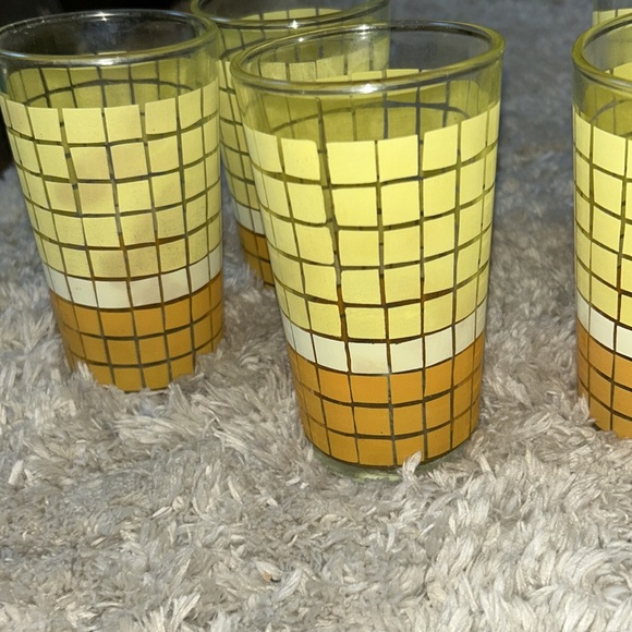 Vintage Anchor Hocking Set of 6 Checkered drinking Glasses - Picture 4 of 8